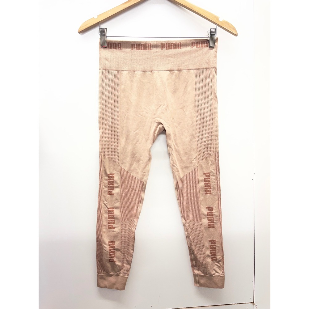 Puma Womens High Waisted Seamless Athletic Leggings Tan Nude Size Large